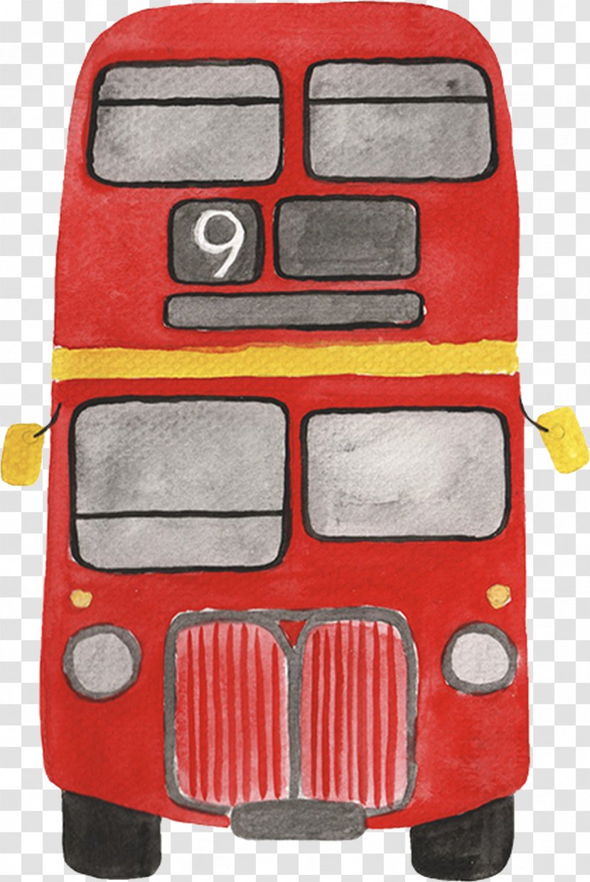 London Paper Sticker Interieur - Car - Hand Painted Red Bus Transparent PNG