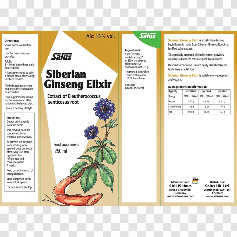 Asian Ginseng Siberian Plant Milliliter - Text Transparent PNG