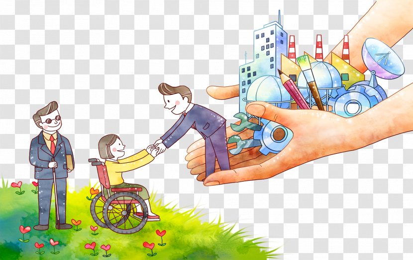 Disability China Disabled Persons Federation U4e2du534eu4ebau6c11u5171u548cu56fdu6b8bu75beu4eba Cartoon Illustration - Wheelchair - Sent To Hope Primary School Transparent PNG
