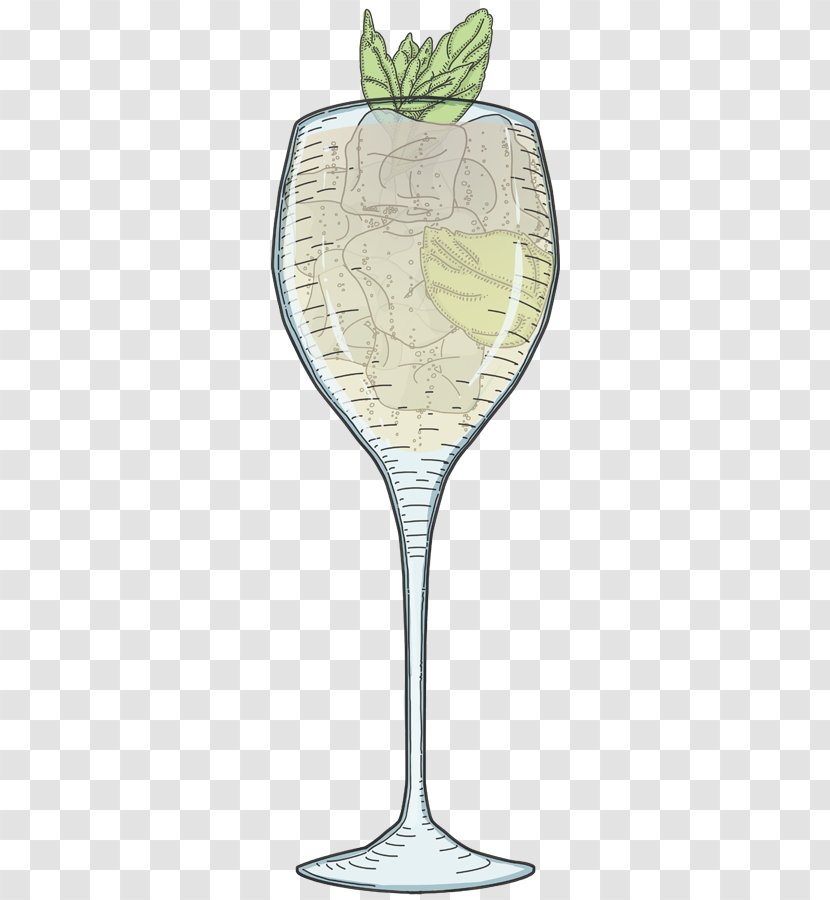 Gin And Tonic Wine Glass Cocktail Vermouth Americano - Mint Leaf Recipes Transparent PNG
