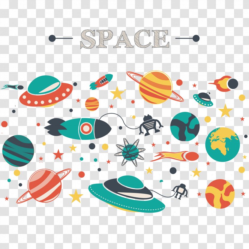 Spacecraft Cartoon Outer Space Illustration - Royaltyfree - Lovely Flat Background Transparent PNG