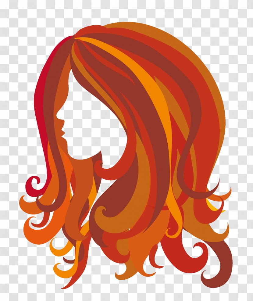 Drawing Royalty-free Stock Photography Clip Art - Vector Long Red Hair Styling Transparent PNG