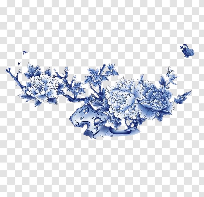 Blue And White Pottery Porcelain Ceramic Sun Wind Decoration - Tree - Chinese Wedding Transparent PNG