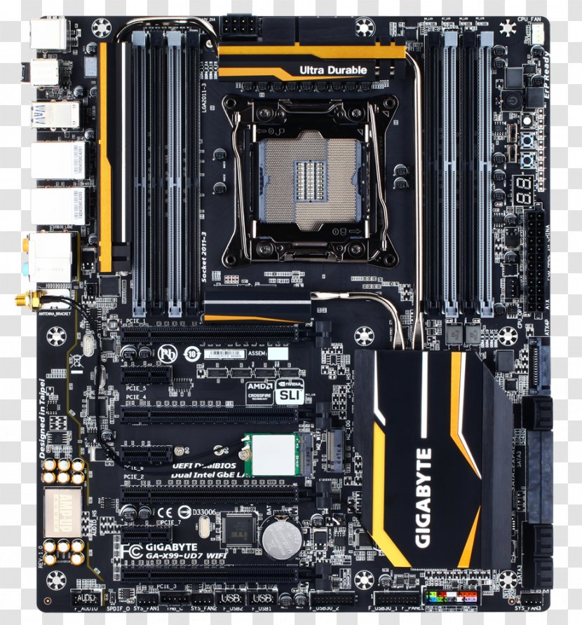 Motherboard Intel X99 LGA 2011 Gigabyte Technology AMD CrossFireX - Computer Component Transparent PNG