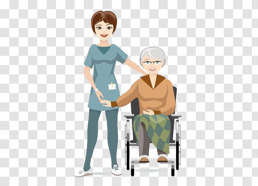 Elderly Disability Nurse Drawing - Cartoon - The Doctor And Paralyzed Man Transparent PNG