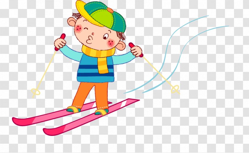 Skiing Clip Art - Cartoon - Ski Boy Transparent PNG