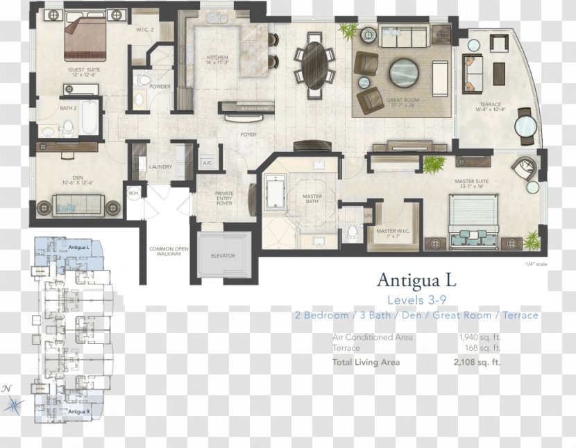 Floor Plan Water Club Snell Isle Condominium Villa - Careersource Pinellas St Petersburg Transparent PNG