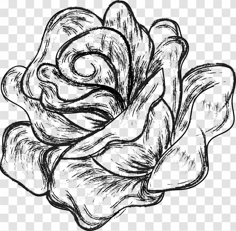 Drawing Black And White Sketch - Cartoon - Flower Transparent PNG