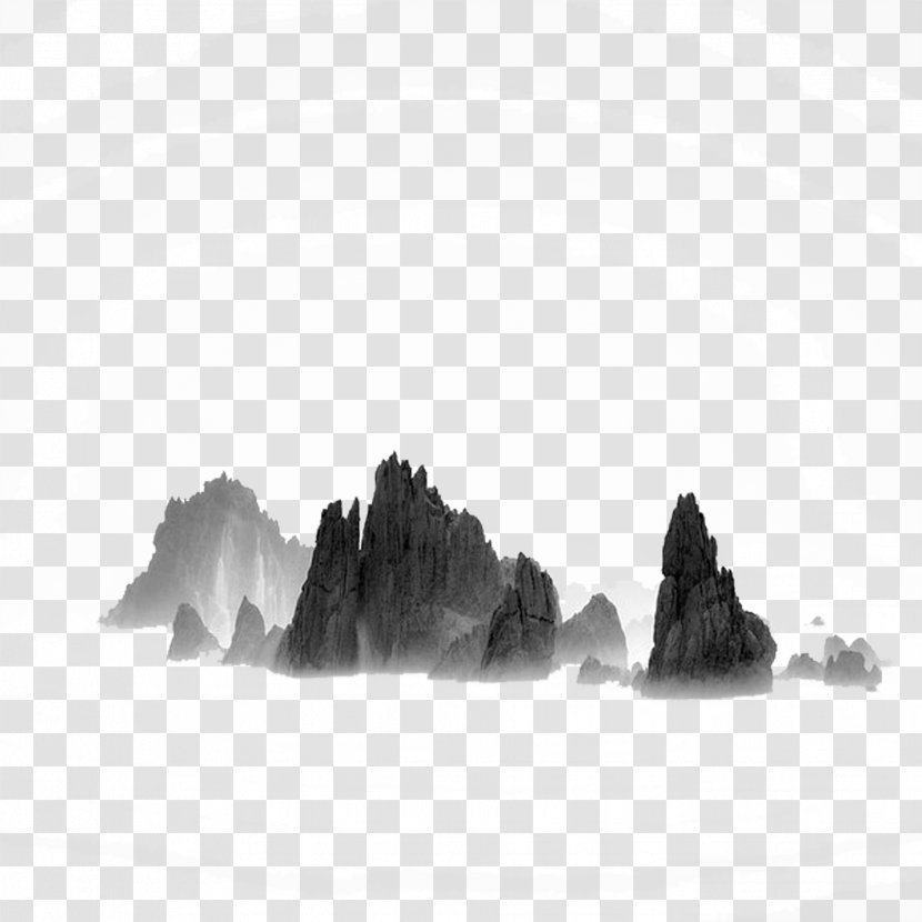 Landscape Photography Black And White Minimalism Fine-art - Artist - Hand Painted Ink Painting Mountain Material Transparent PNG