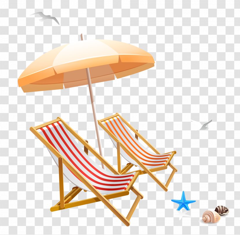 Chair Beach Umbrella Clip Art - Yellow - Chairs And Transparent PNG