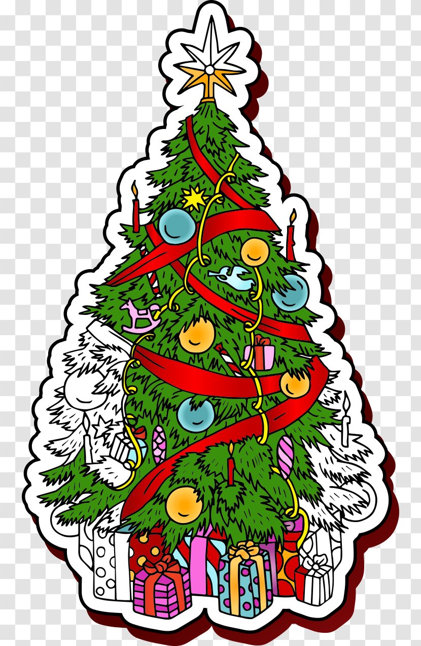 Christmas Tree Illustration - Vector Hand-painted Transparent PNG