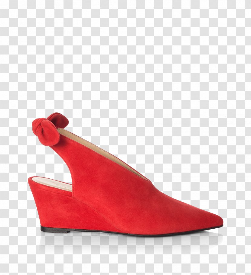 Suede High-heeled Shoe Slingback Boot - Red - Fancy Clear Wedge Heel Shoes For Women Transparent PNG