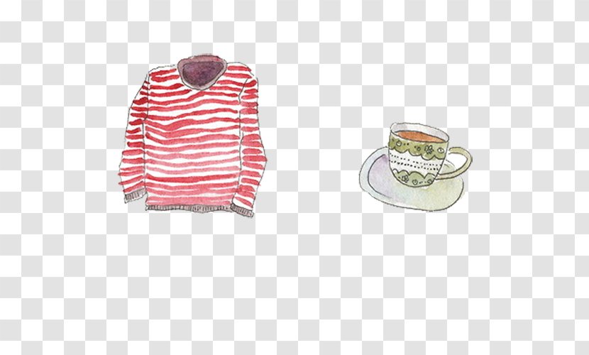 T-shirt Drawing Illustration - T Shirt - Red And White Striped Transparent PNG
