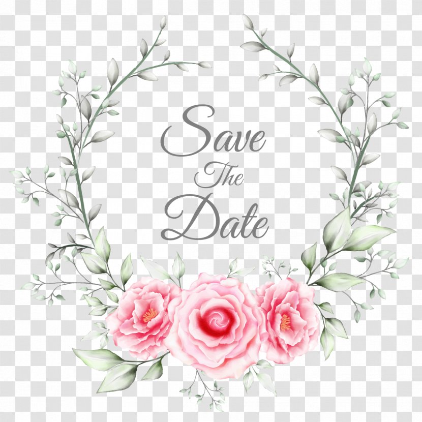 Save The Date Frame - Pink - Rose Order Petal Transparent PNG