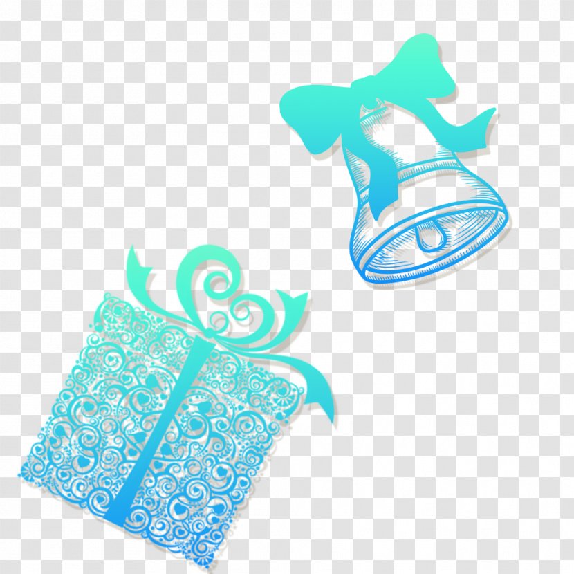 Gift Christmas - Bell - Blue Pattern Box Transparent PNG