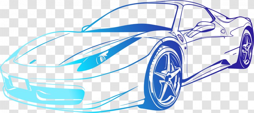 Sports Car Ferrari 458 Wall Decal - Electric Blue - Vector Painted Cool Cars Transparent PNG