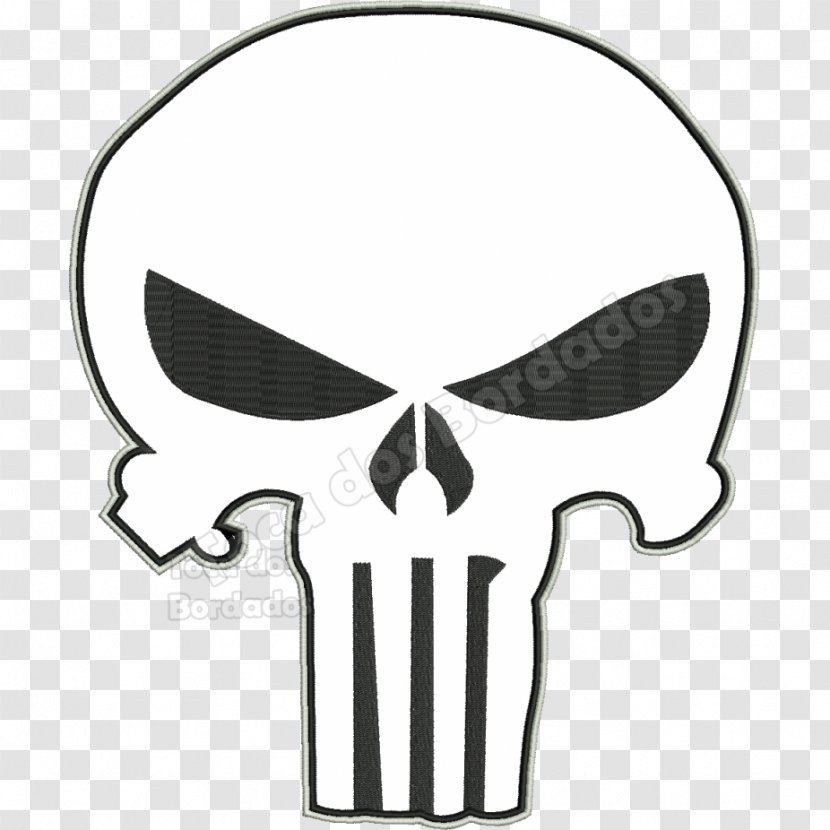 Punisher New England Patriots Art Embroidered Patch Marvel Comics - Bone Transparent PNG