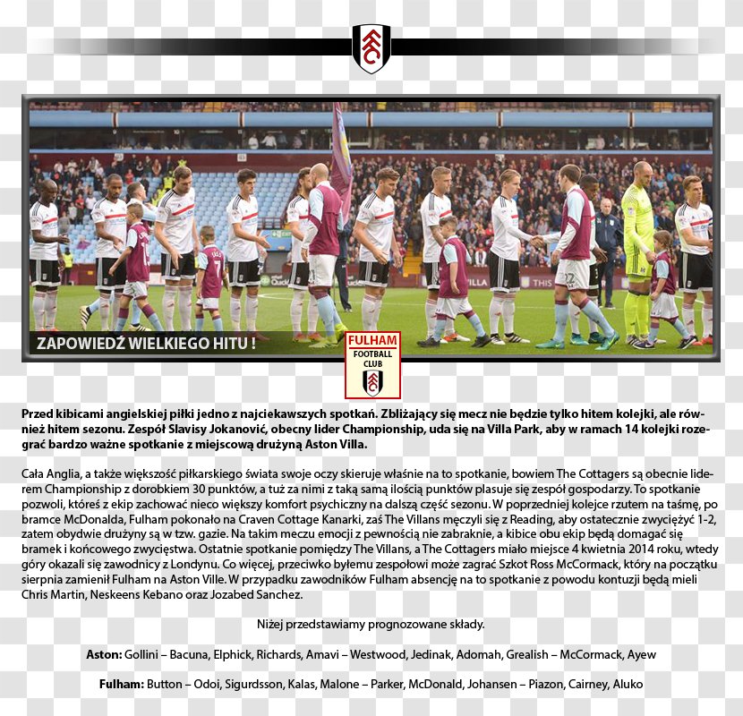 Aston Villa F.C. EFL Championship Fulham Team Sport - Game - F.c. Transparent PNG