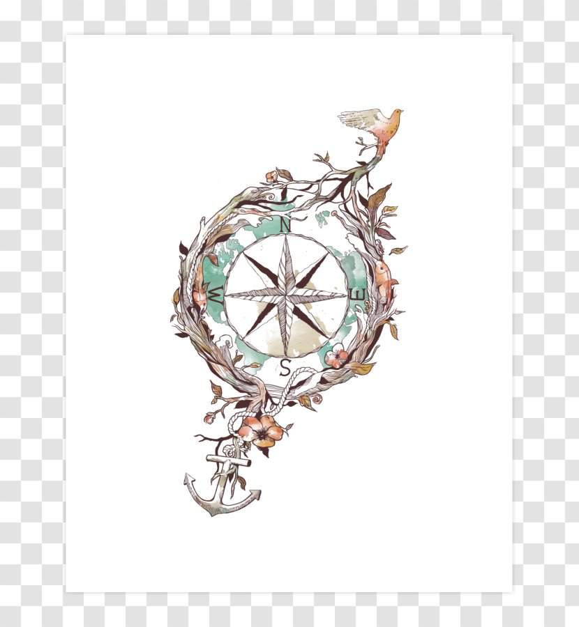 Tattoo Compass Rose Idea - Body Jewelry Transparent PNG