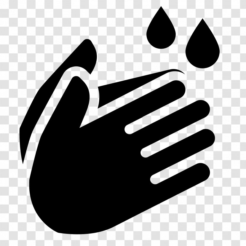 Hand Washing Cleaning Symbol - Black And White Transparent PNG