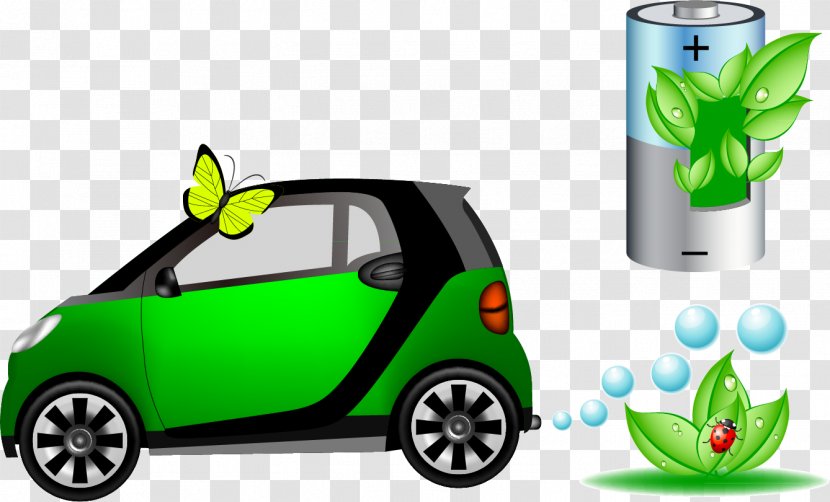 City Car Smart Clip Art - Vehicle Door - Green Battery Vector Elements Transparent PNG