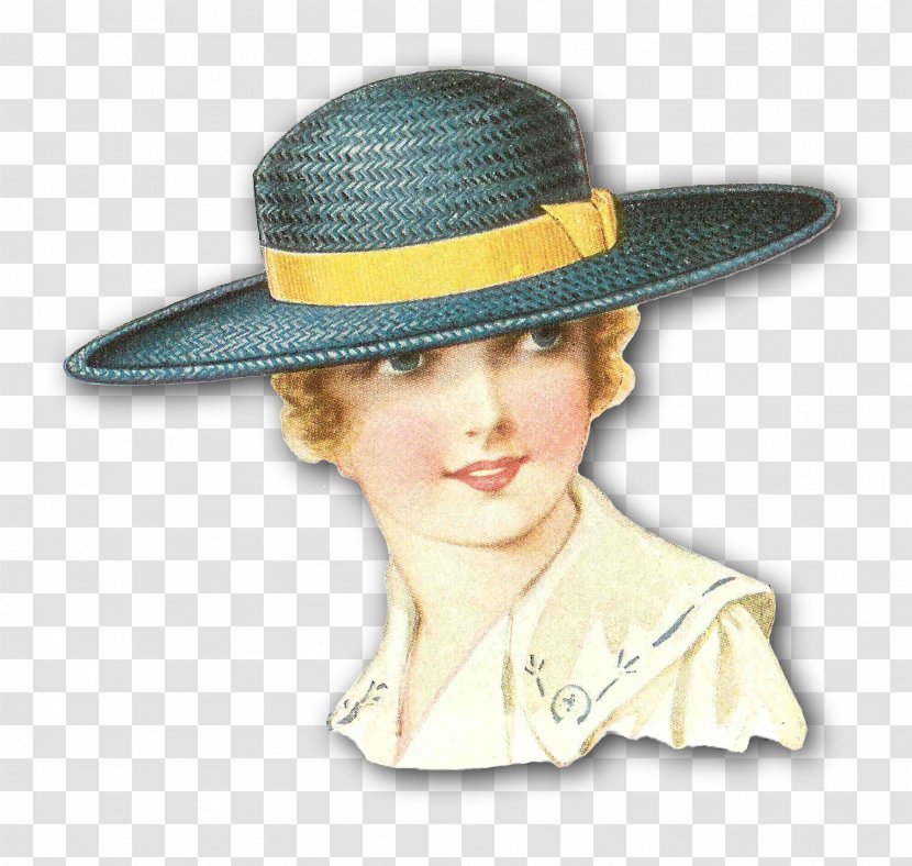 Edwardian Era Woman Hat Clip Art - Costume - Vintage Transparent PNG