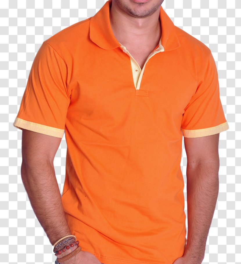 T-shirt Polo Shirt Collar Blouse - Orange Transparent PNG