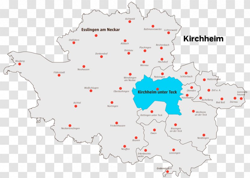 Weilheim An Der Teck Bissingen Ohmden Lenningen Reichenbach Fils - Germany - Map Transparent PNG