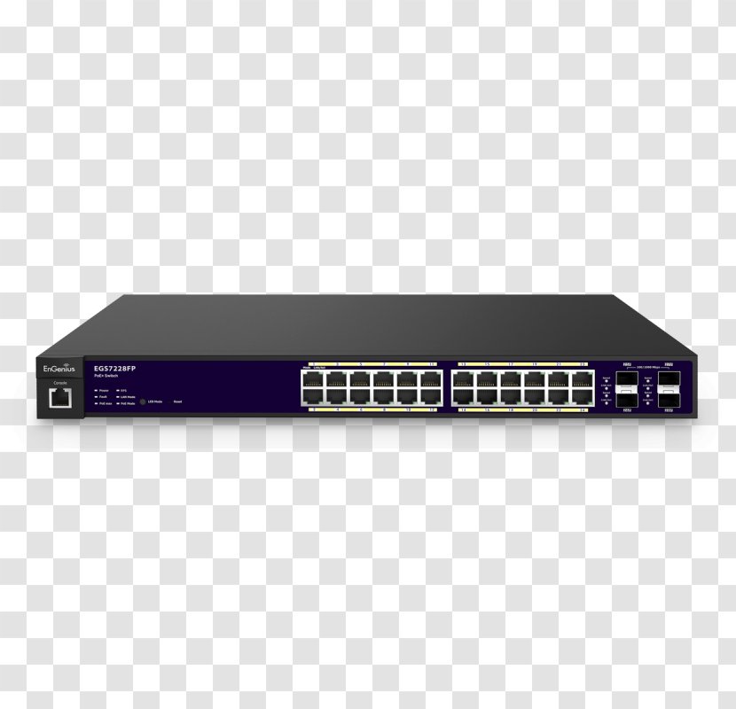 Power Over Ethernet Network Switch 24-Port 1U Rack-Mount Gigabit Small Form-factor Pluggable Transceiver - Audio Receiver - 4 Port Transparent PNG