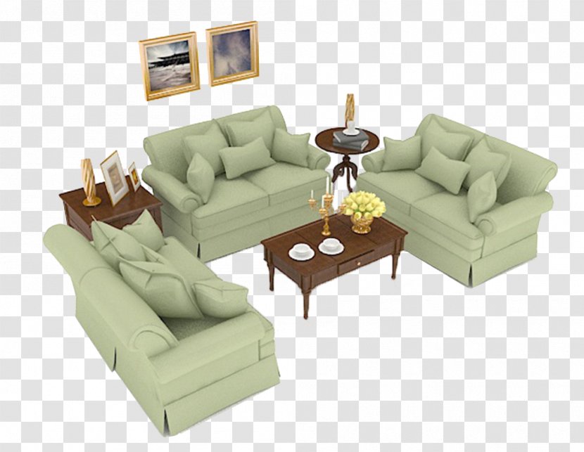Loveseat Couch 3D Computer Graphics - Table - Fabric Sofa Transparent PNG