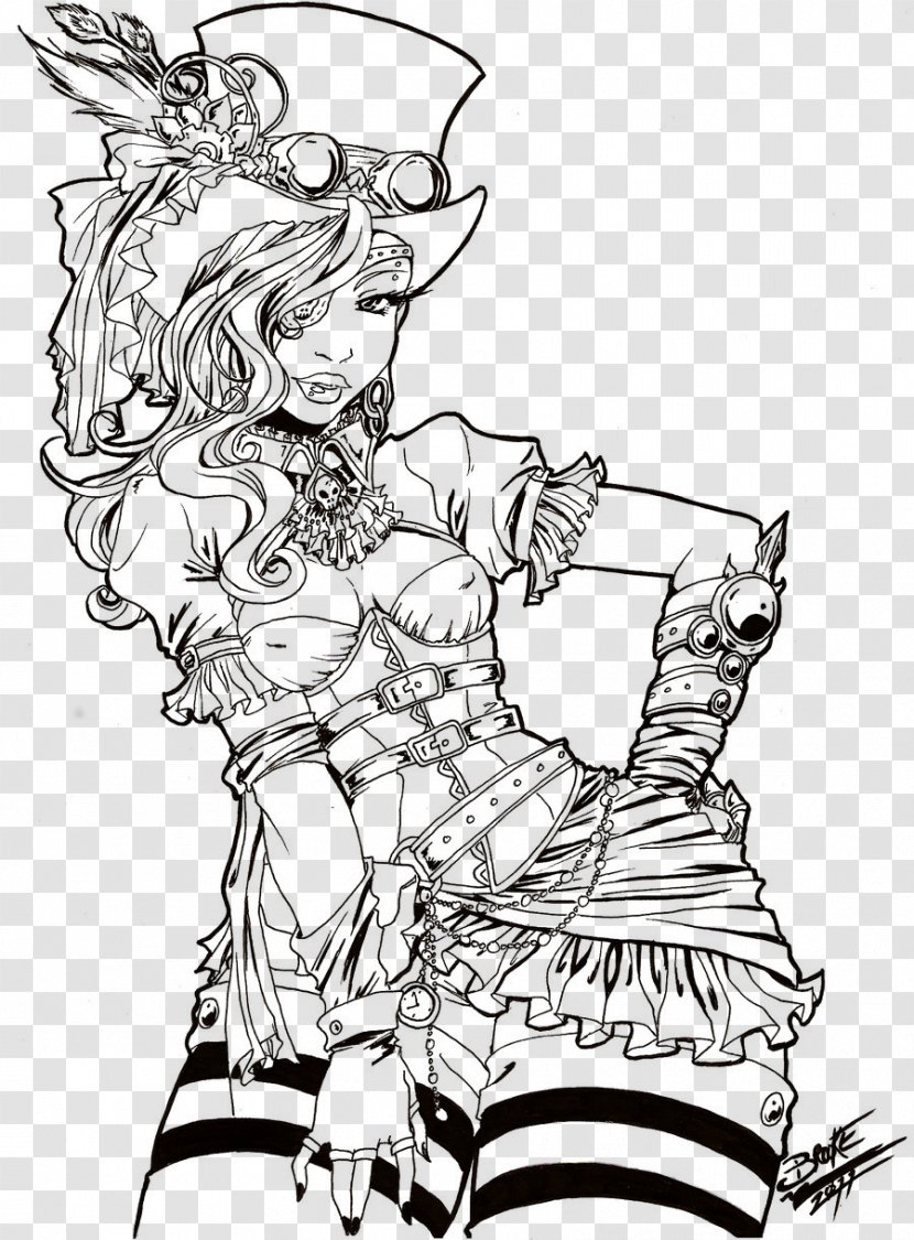 Coloring Book Steampunk Drawing Adult Woman - Watercolor Transparent PNG