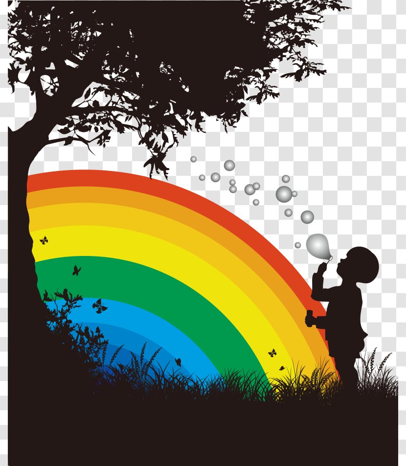 Silhouette Soap Bubble Rainbow Child - Speech Balloon - Children Transparent PNG