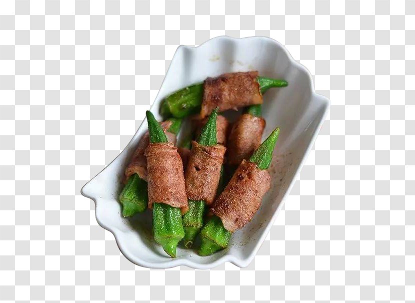 Sausage Vegetarian Cuisine Bacon Roll Okra - Cheese Transparent PNG