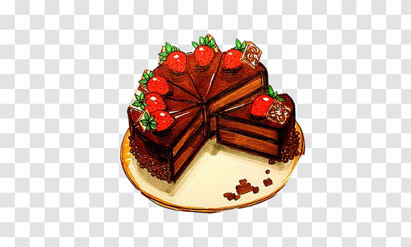 Chocolate Cake Sachertorte Fruitcake Pxe2tisserie - Sugar - Hand Painting Material Picture Transparent PNG