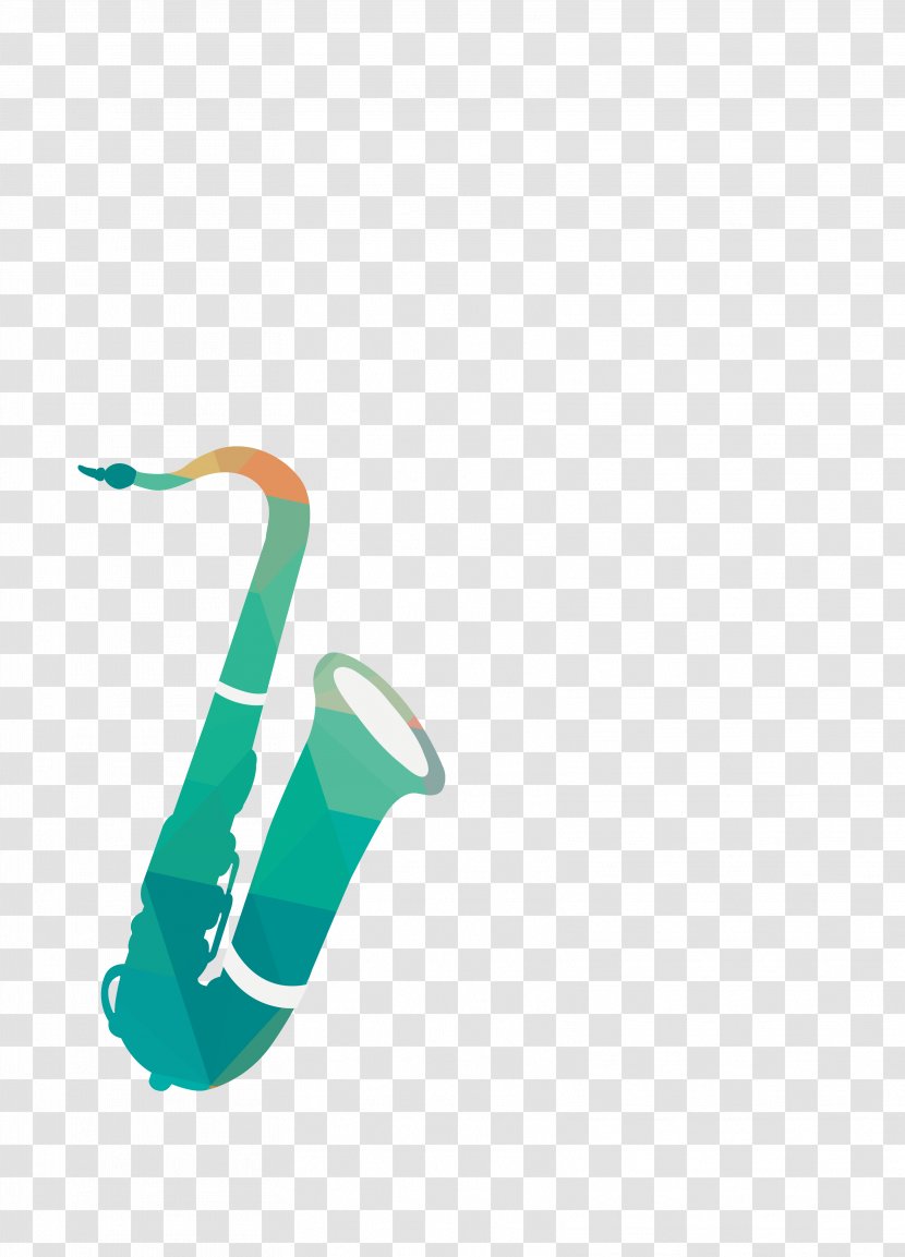 Saxophone Musical Instrument - Watercolor - Vector Painted Green Transparent PNG
