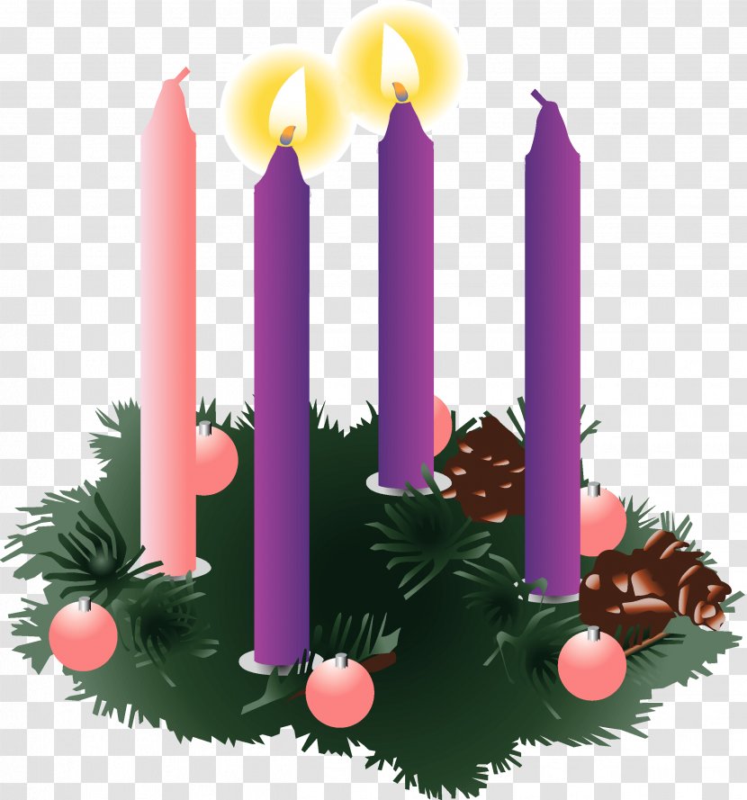 Gaudete Sunday Advent Wreath Candle - Pine Family - Christmas Transparent PNG