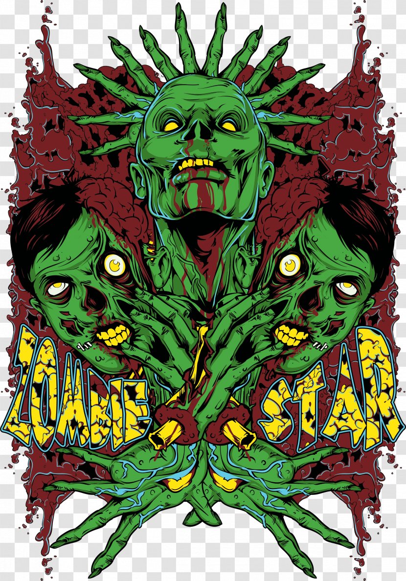 T-shirt Daryl Dixon Hoodie Clothing Monster - Green Print Transparent PNG