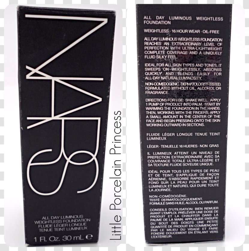 NARS Cosmetics All Day Luminous Weightless Foundation Lipstick - Label Transparent PNG