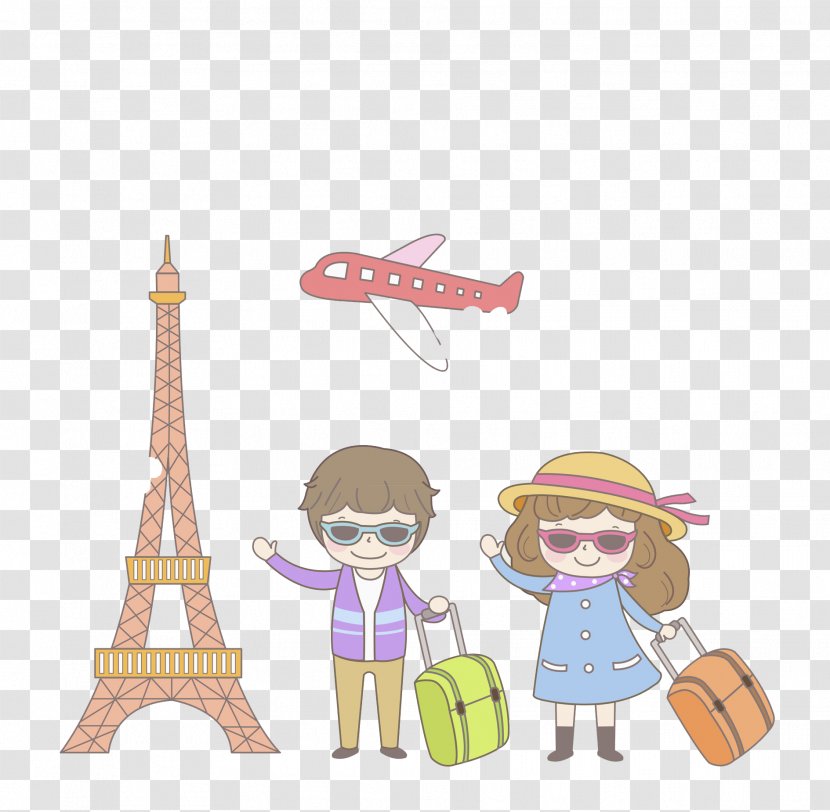Travel Honeymoon Drawing - Text - Travelling Lovers Transparent PNG
