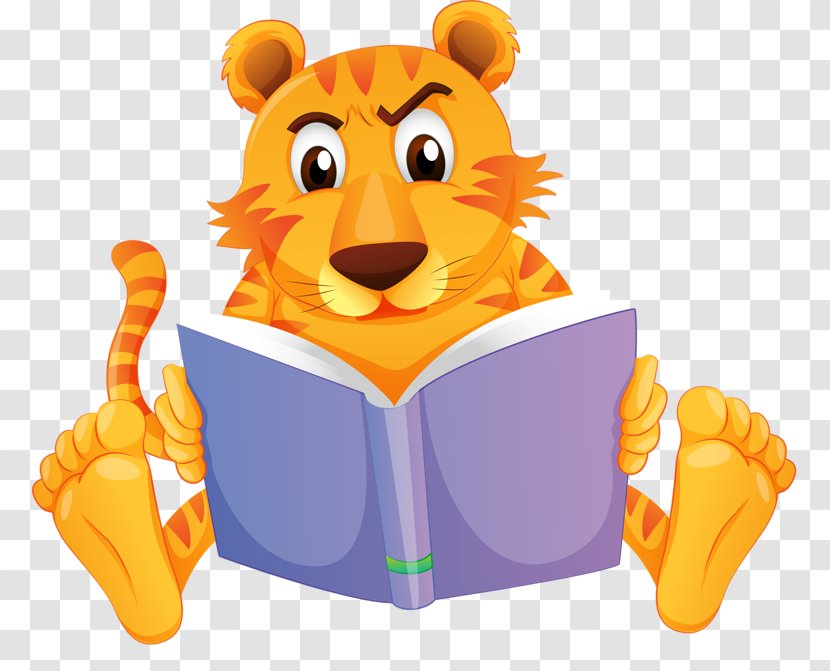 Reading Book Clip Art - Big Cats - Tiger Transparent PNG