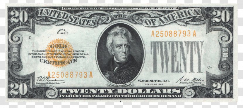 Gold Certificate United States Dollar Federal Reserve Note Banknote - Paper Product Transparent PNG