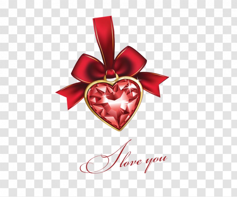 Heart Valentines Day Illustration - Red - Bow Transparent PNG