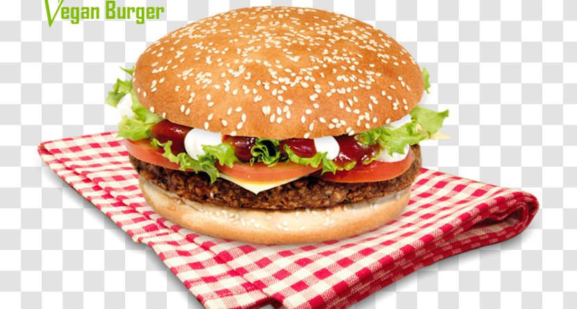 Cheeseburger Buffalo Burger Vegetarian Cuisine Veggie Whopper - Fast Food Postcard Transparent PNG