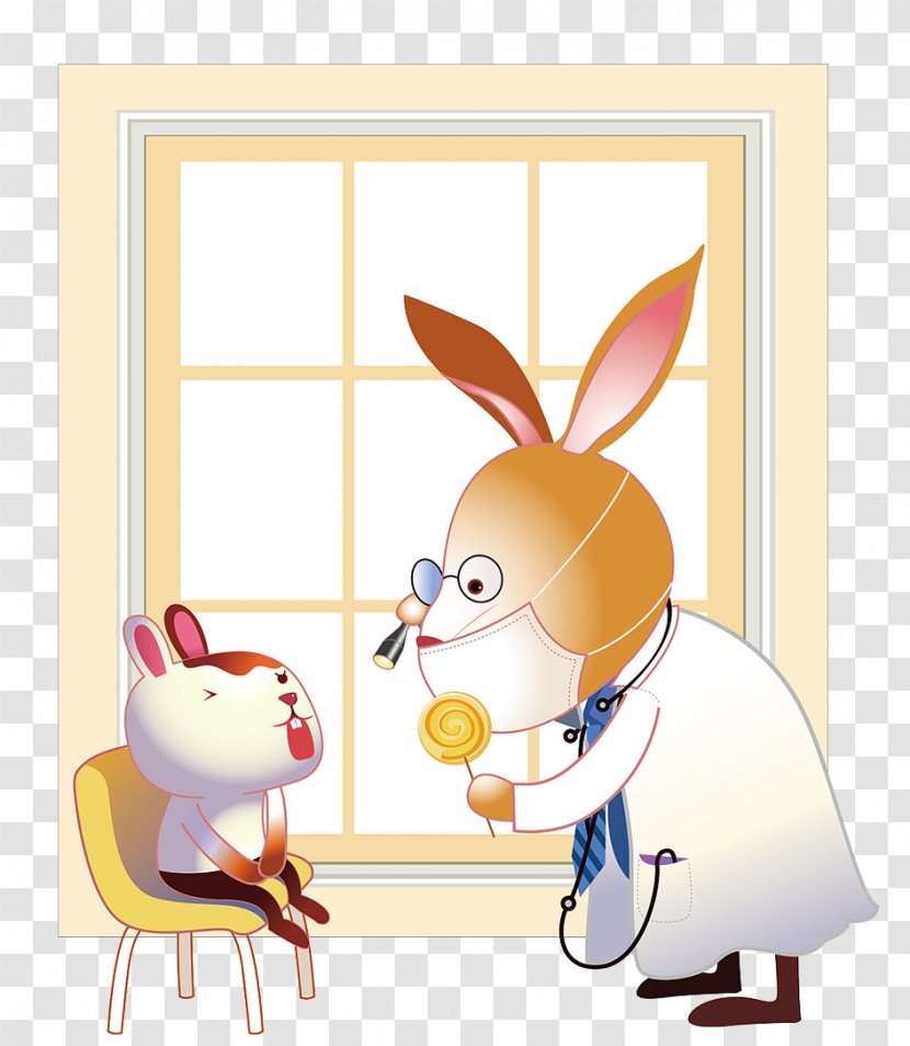 Rabbit Easter Bunny Physician Dentist Illustration - Flower Transparent PNG