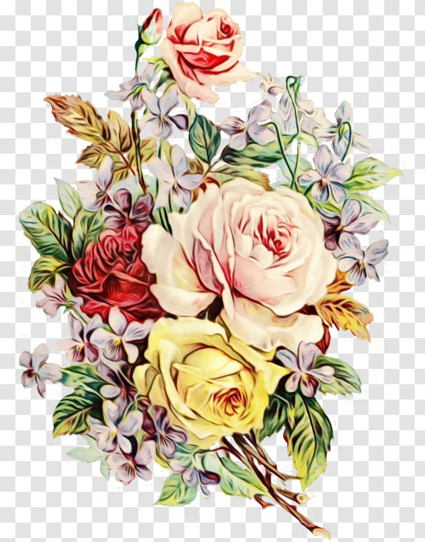 Garden Roses Flower Bouquet Floral Design Paper - Watercolor Paint - Description Transparent PNG