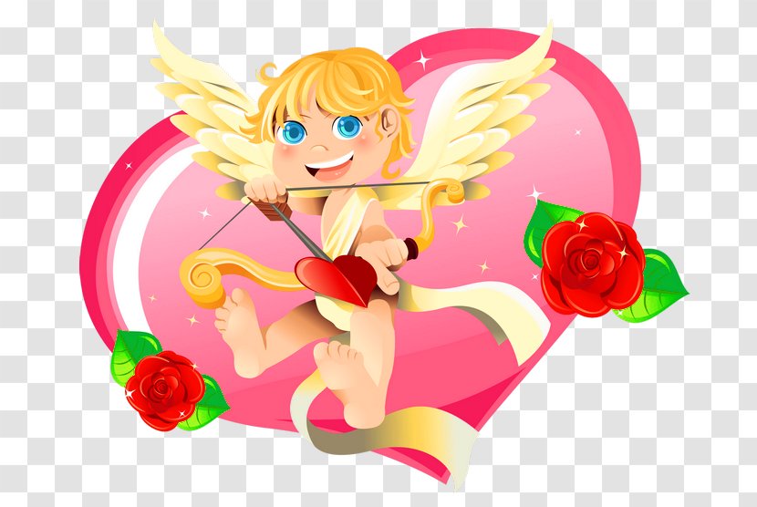 Cupid Heart Valentine's Day Clip Art - Silhouette - Valentine With Decor PNG Clipart Transparent PNG