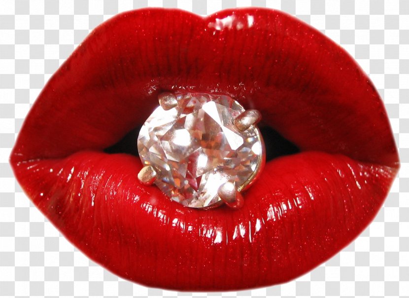 Lip Blue Diamond Wallpaper - Red Lips Transparent PNG