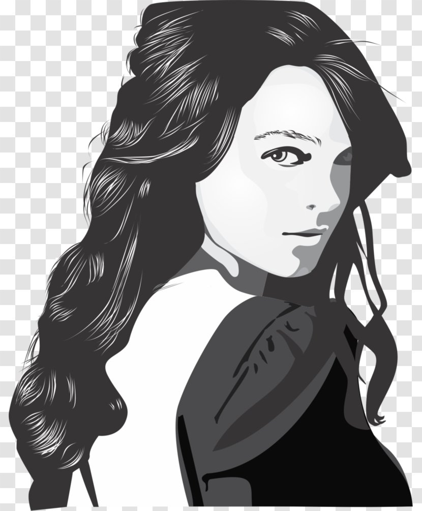 Black Hair And White Portrait Monochrome Photography - Flower - Lindsay Lohan Transparent PNG