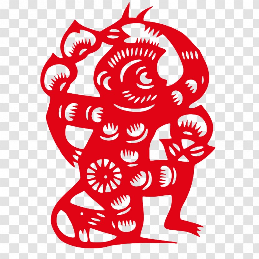 Monkey Papercutting Chinese Paper Cutting New Year Stock Photography - Tree - Paper-cut Monkeys Transparent PNG
