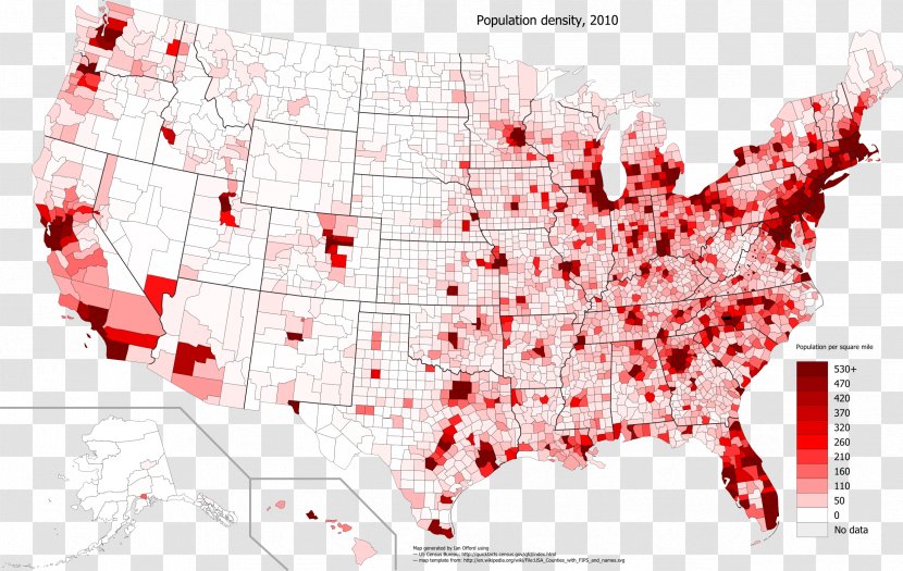 Contiguous United States Census Urban Area Population Density Map - Flower Transparent PNG